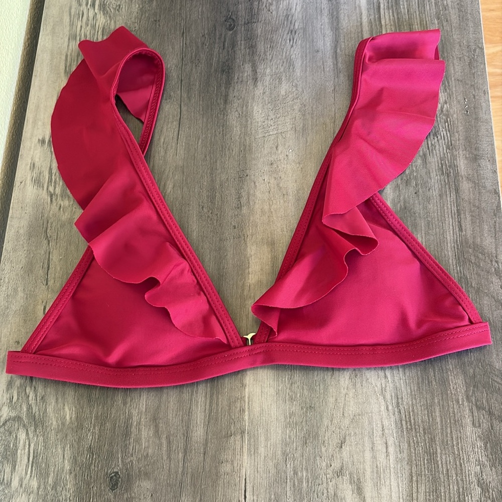 Bikini Burgundy Red Ruffle Bikini Set Size Medium - Picture 3 of 12